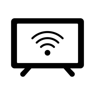 Kablosuz yayını temsil eden, kablosuz ağ sembollü bir televizyon ekranı.