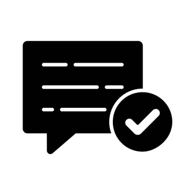 Onaylanmış ileti veya iletişimi sembolize eden işaretli bir sohbet balonu