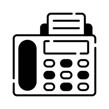 Gönderen ve alan belgeyi sembolize eden klasik bir faks makinesi simgesi