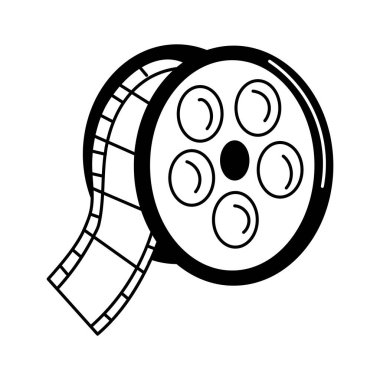 Film rulosunun Doodle tasarım simgesi, kullanmaya hazır