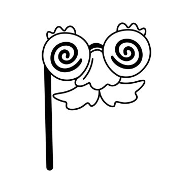 Gözlük bıyığı ve burundan yapılmış komik sahte maske ikonu.