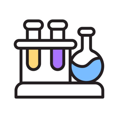 Laboratuvar deneyleri ve araştırma için sıvılarla dolu çoklu test tüpleri.