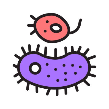 Mikrobiyolojide patojenleri temsil eden mikroskobik bakteri ve virüs