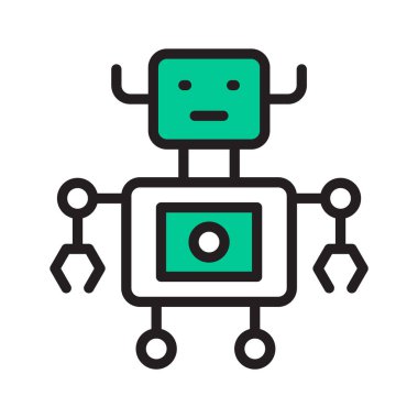 Yapay zekayı ve robot teknolojisini simgeleyen basitleştirilmiş robot tasarımı