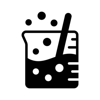 Sıvı kabarcıklı kimyasal deney tüpü, devam eden bir deneyi temsil ediyor.