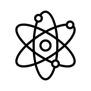 Çekirdeğin yörüngesinde elektronları olan ve fiziği temsil eden bir atom gösteren simge
