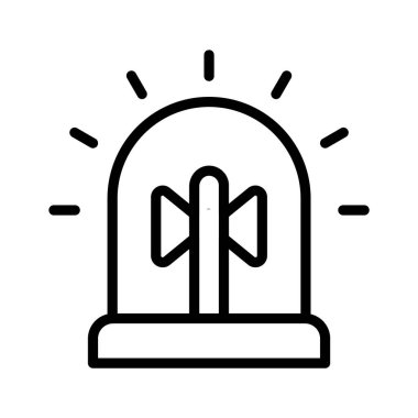 Tehlike sinyali veren ya da simgeyi uyaran bir acil durum alarmı