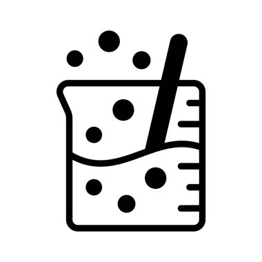 Sıvı kabarcıklı kimyasal deney tüpü, devam eden bir deneyi temsil ediyor.