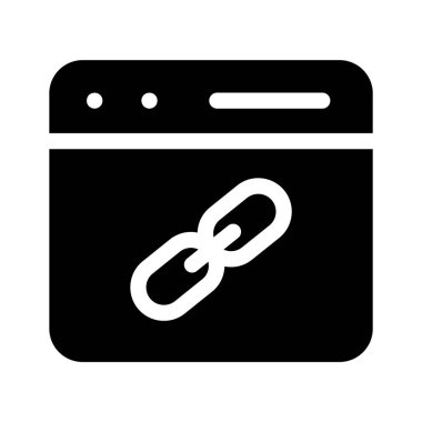 İnternet navigasyonunu temsil eden, bağlantı sembollü bir web tarayıcı penceresi