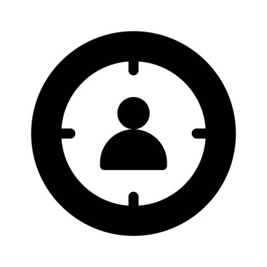 Hedef içinde, odak, hedef veya kullanıcı hedefleme vektör tasarımını temsil eden bir kişi