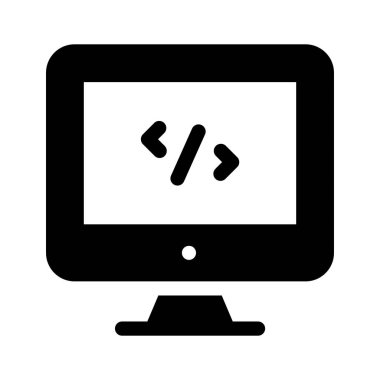 Kodu gösteren, programlamayı, geliştirmeyi veya teknolojiyi temsil eden bir monitör