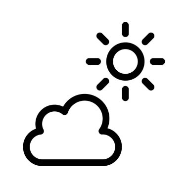 Berrak ya da parçalı bulutlu hava vektörü tasarımını simgeleyen güneşli bir bulut.