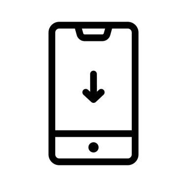Dosya indirmeyi simgeleyen indirme sembollü bir cep telefonu