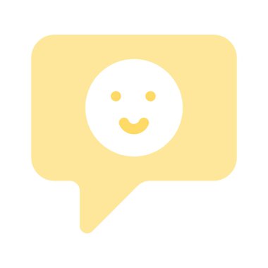 Olumlu geri bildirim vektörünü temsil eden bir konuşma balonunun içindeki mutlu yüz.