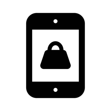 Mobil ticareti sembolize eden, alışveriş çantası gösteren bir akıllı telefon.