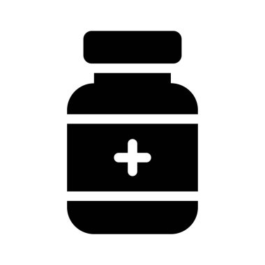 Sağlık hizmetlerini, reçeteleri veya eczaneyi temsil eden bir ilaç şişesi ikonu