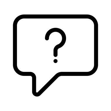 Konuşma balonunun içindeki soru işareti bir sorgulamayı sembolize ediyor.