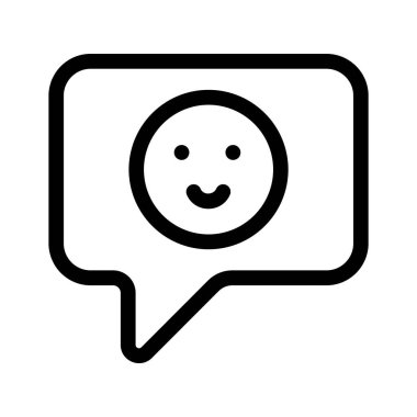 Olumlu geri bildirim vektörünü temsil eden bir konuşma balonunun içindeki mutlu yüz.