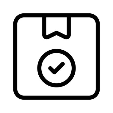 Onaylanmış ya da garantili teslimatı temsil eden işaretli bir paket simgesi