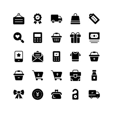 Modern tasarım tarzında alışveriş ekommerce simgeleri paketi