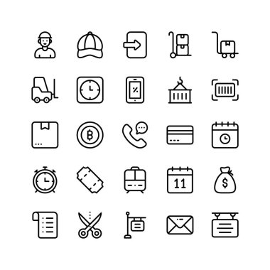 Moda tarzında ekommerce ve alışveriş simgeleri koleksiyonu