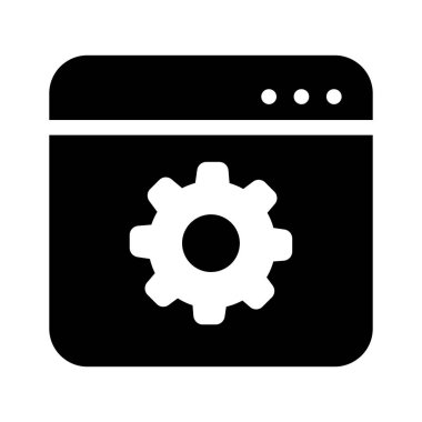 Web sayfası içerisindeki dişli, web sayfası ayarlarının konsept simgesi, web sayfası yönetimi