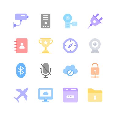 Ağ ve iletişim simgelerinin modern tarzda toplanması