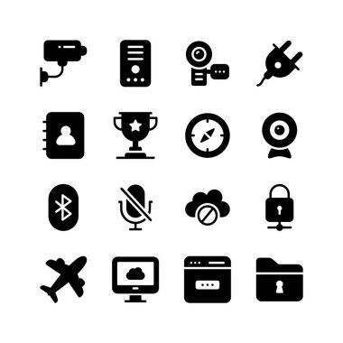 Ağ ve iletişim simgelerinin modern tarzda toplanması