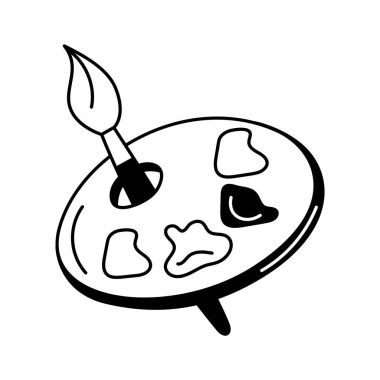 Çeşitli renklere sahip klasik bir ressam paleti