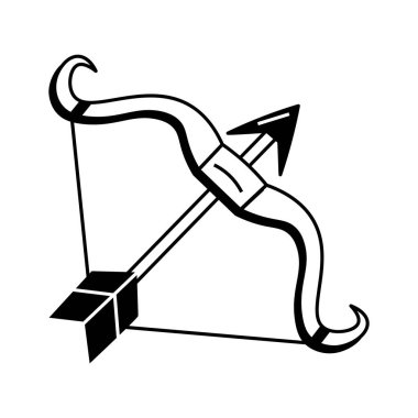 Geleneksel silahları temsil eden bir ok ve yay heykeli.