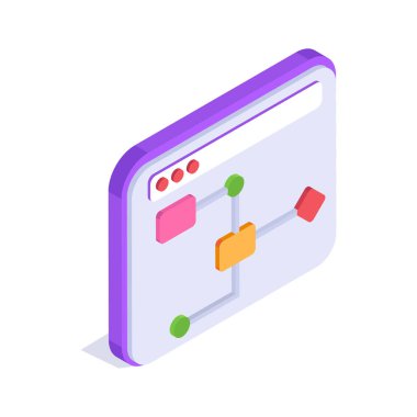 Web sitesi akış şeması izometrik vektör tasarımı, premium kullanıma hazır