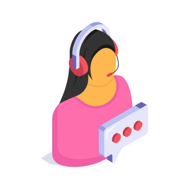 Müşteri hizmetleri ve teknik desteği belirten bir temsilciye ait bir kulaklık