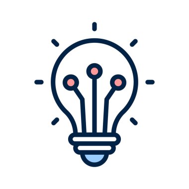 Yapay zekayı ve yaratıcılığı sembolize eden devrelere bağlı bir ampul