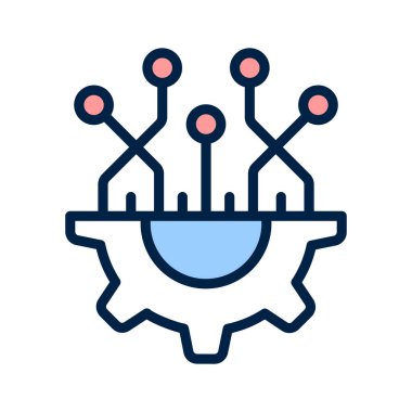 Otomatikleştirme ve mekanik süreç vektör tasarımını temsil eden devreleri olan bir dişli.