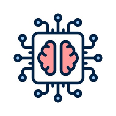 Bir işlemci çipi beyni, beyin işlemci vektör simgesi kavramı