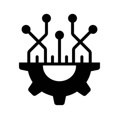 Otomatikleştirme ve mekanik süreç vektör tasarımını temsil eden devreleri olan bir dişli.