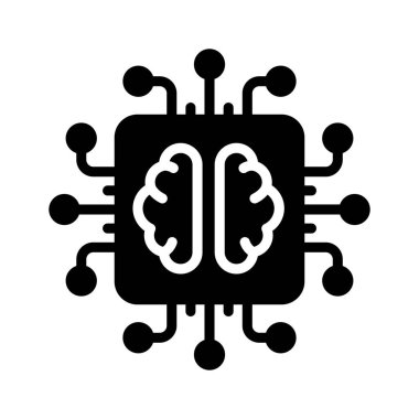Bir işlemci çipi beyni, beyin işlemci vektör simgesi kavramı