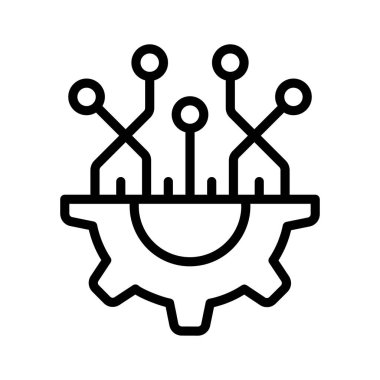 Otomatikleştirme ve mekanik süreç vektör tasarımını temsil eden devreleri olan bir dişli.