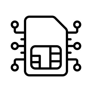 Esim çip kartı, gömülü sim kart vektör tasarımı