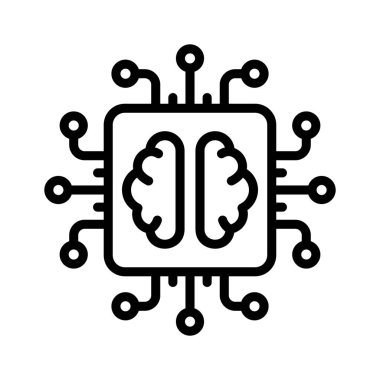 Bir işlemci çipi beyni, beyin işlemci vektör simgesi kavramı