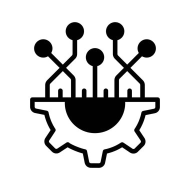 Otomatikleştirme ve mekanik süreç vektör tasarımını temsil eden devreleri olan bir dişli.