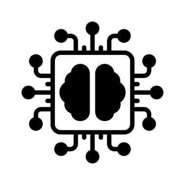 Bir işlemci çipi beyni, beyin işlemci vektör simgesi kavramı
