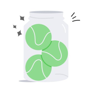 Tenis topları konteynır simgesi modada, vektör kullanmaya hazır