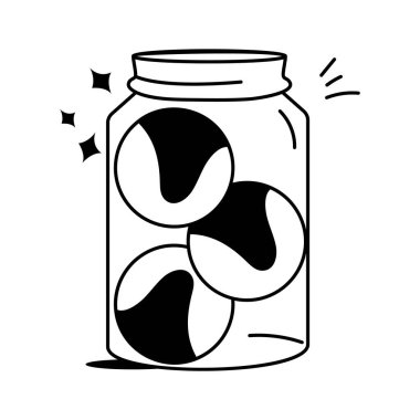 Tenis topları konteynır simgesi modada, vektör kullanmaya hazır