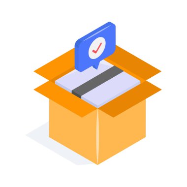 Sıralamanın simgesi olan karton işaretli konsept, paket teslim edilmiş vektör tasarımı