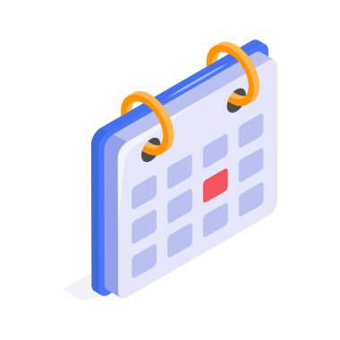 Modern tasarım tarzında bir takvim izometrik simgesi