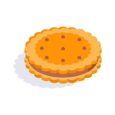 Sandviç kurabiyesi, çikolatalı bisküvi izometrik ikon modada