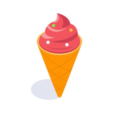 Modern tasarım tarzında izometrik bir dondurma konisi