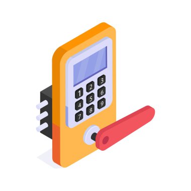 Bu inanılmaz izometrik simgeyi al, akıllı kilit, kapı kilidi izometrik vektör