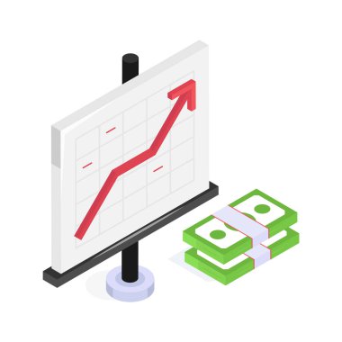 Modern tarzda finansal analizlerin iyi tasarlanmış izometrik simgesi